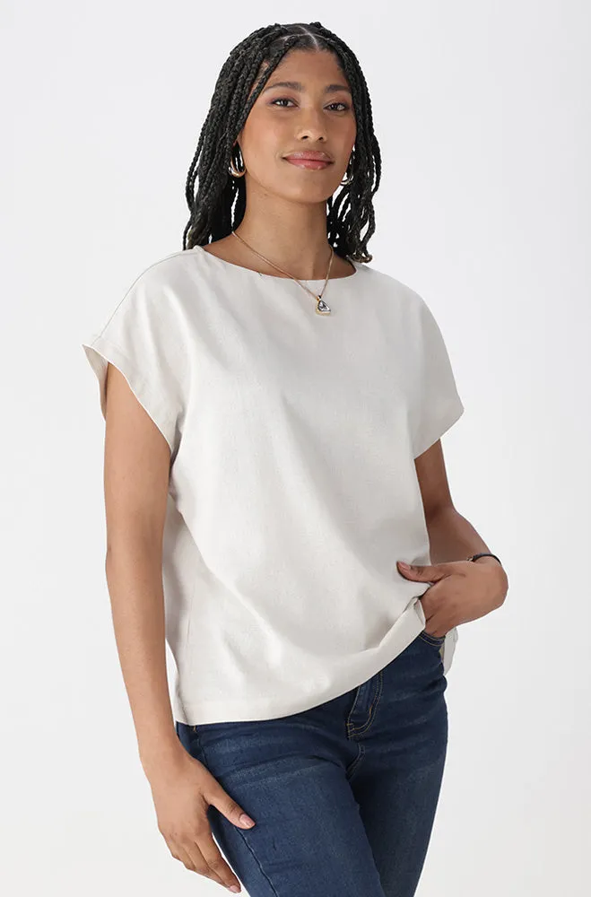 LYDIA LINEN BLEND BOXY TOP sold by Dunns