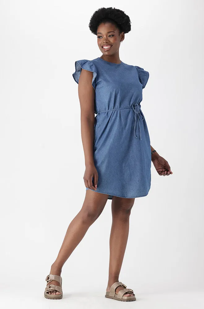 KAYLEE CHAMBRAY FLUTTER SLEEVE DRESS sold by Dunns product image thumbnail 4