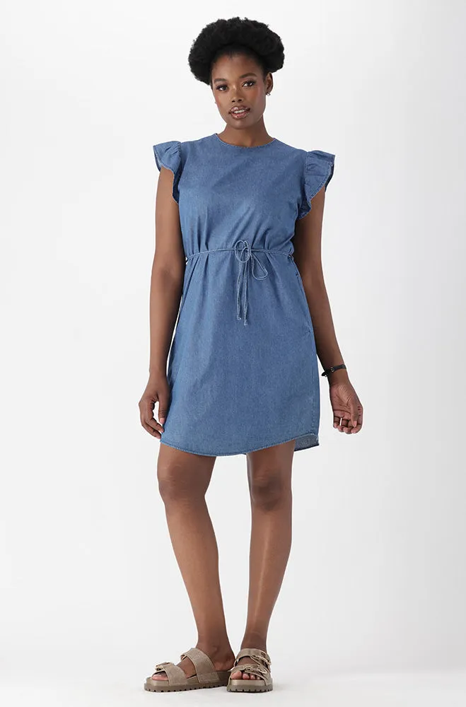 KAYLEE CHAMBRAY FLUTTER SLEEVE DRESS sold by Dunns product image thumbnail 5