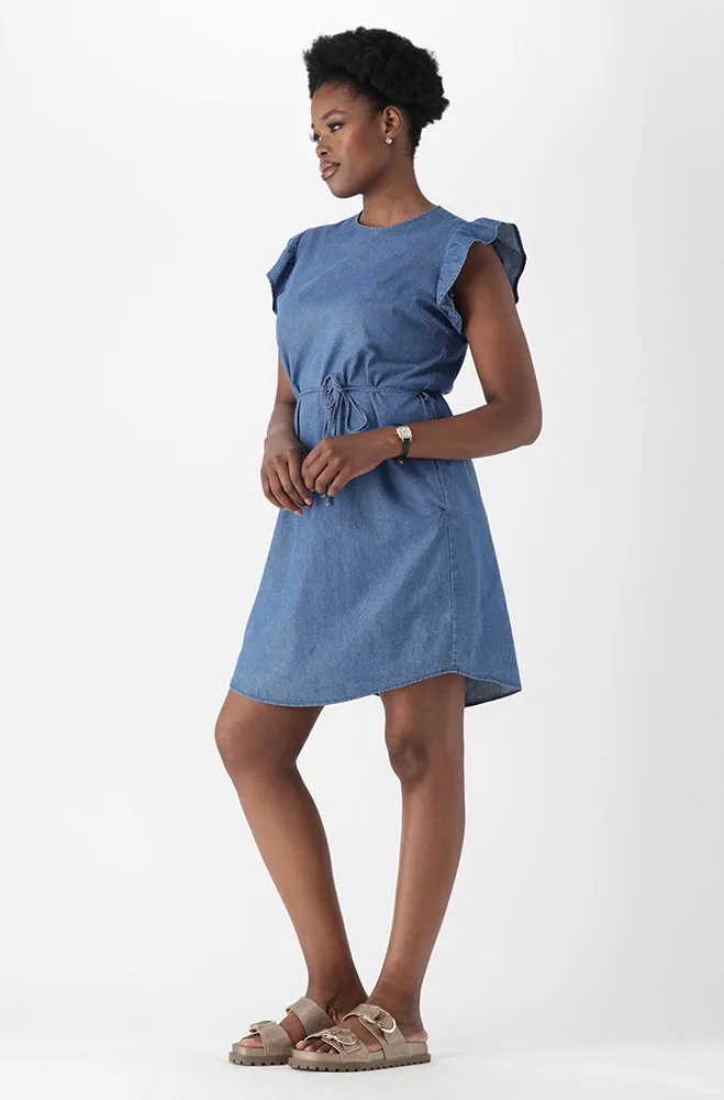 KAYLEE CHAMBRAY FLUTTER SLEEVE DRESS sold by Dunns product image thumbnail 2
