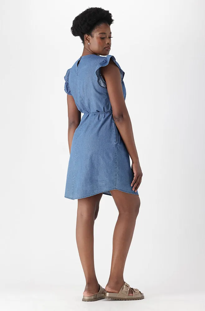 KAYLEE CHAMBRAY FLUTTER SLEEVE DRESS sold by Dunns product image thumbnail 3
