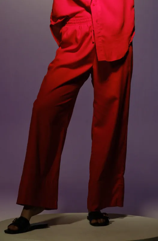 Kate Linen Blend Wide Leg Pants _ 161778 _ Red sold by Dunns