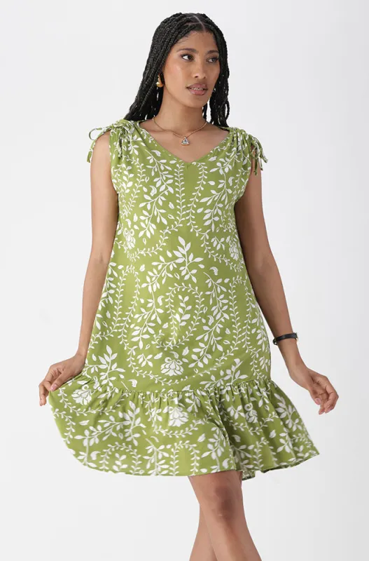 NICOLE SHOULDER TIE TIERED DRESS sold by Dunns