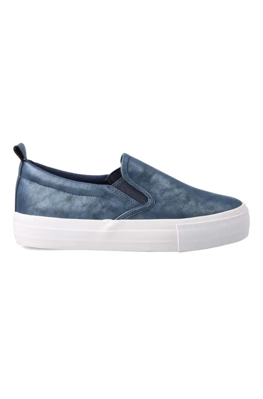 Jemima Shimmer Gusset Sneaker _ 161200 _ Blue sold by Dunns