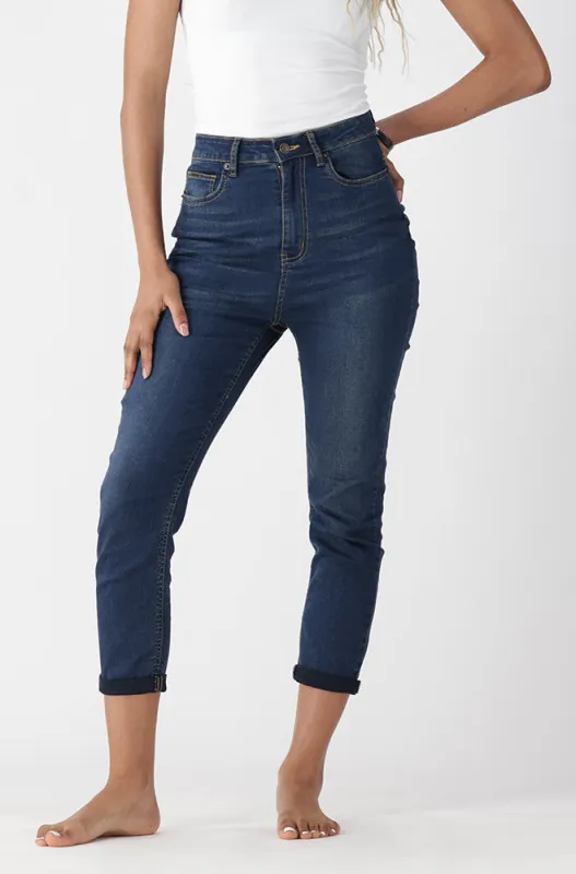 AILANY HIGH RISE SKINNY TURN UP _ 167081 _ Dark Wash sold by Dunns
