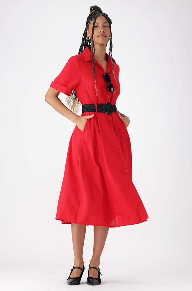 Carla Linen Blend Shirt Dress _ 162904 _ Red sold by Dunns product image thumbnail 5