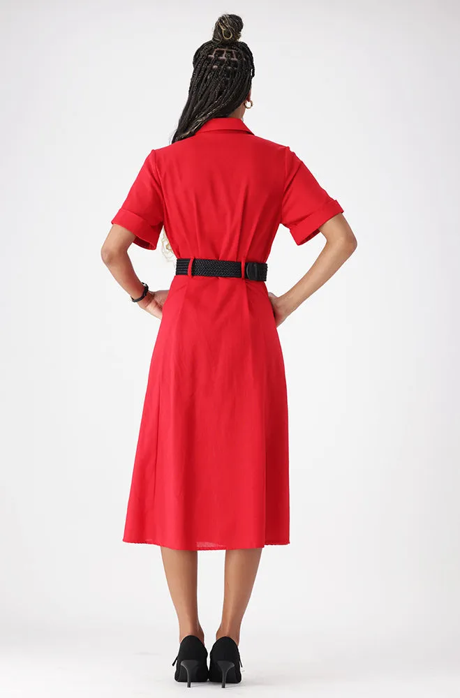 Carla Linen Blend Shirt Dress _ 162904 _ Red sold by Dunns product image thumbnail 4