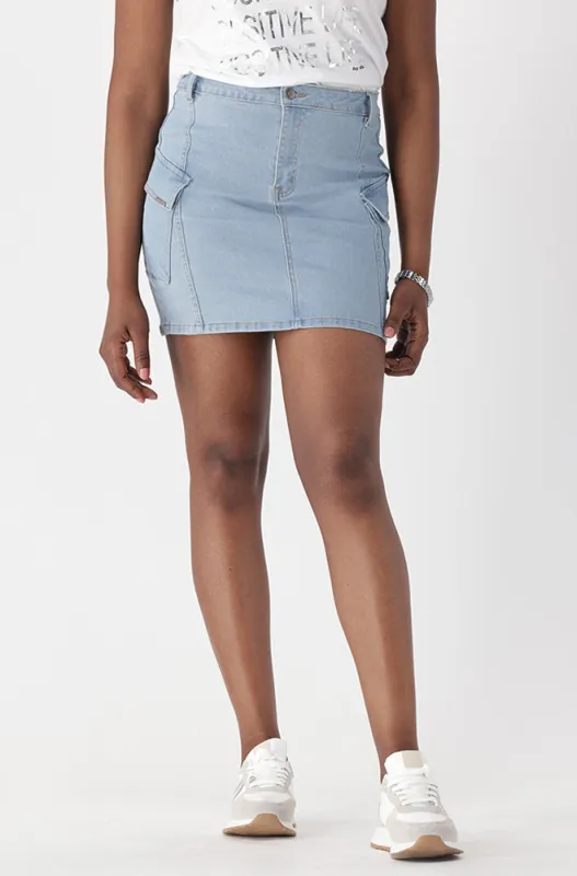 SKY DENIM UTILITY MINI SKIRT sold by Dunns