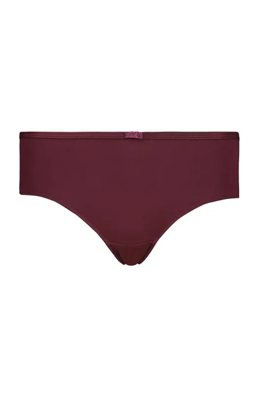 Nova Microfibre Front/Lace Back Bikini _ 160535 _ Burgundy sold by Dunns