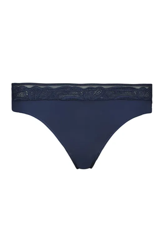 Faye Microfibre/Lace Waist Hipster _ 160536 _ Navy sold by Dunns