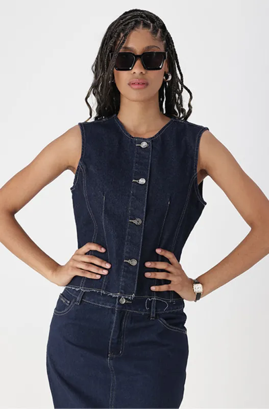 KEZIAH DENIM WAISTCOAT sold by Dunns