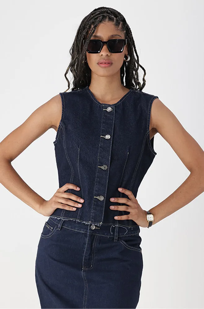 KEZIAH DENIM WAISTCOAT sold by Dunns