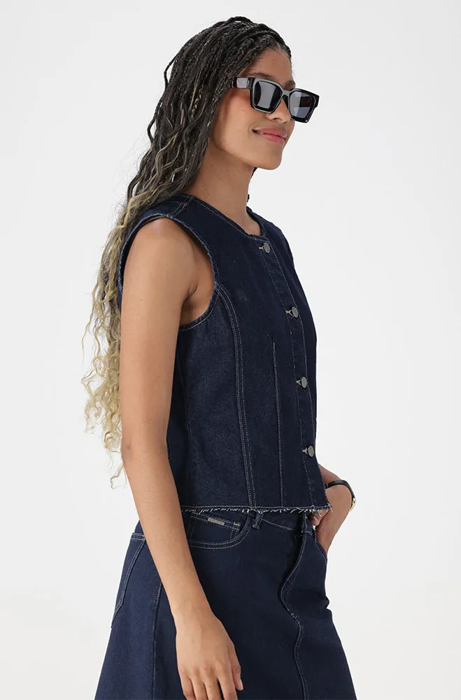 KEZIAH DENIM WAISTCOAT sold by Dunns product image thumbnail 2