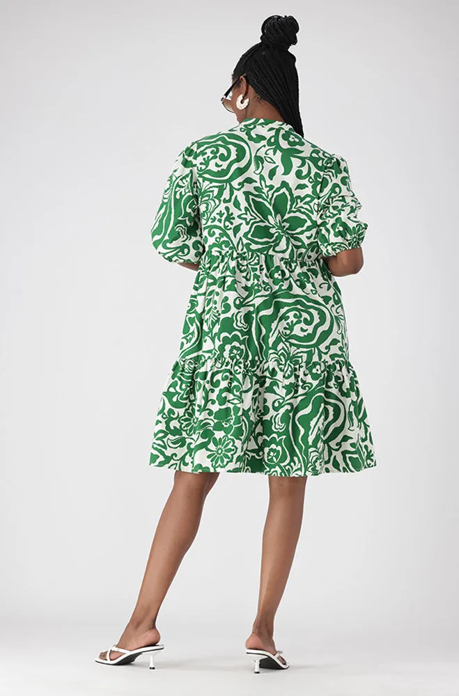 KIARA PRINTED TIERED POPLIN DRESS sold by Dunns product image thumbnail 3