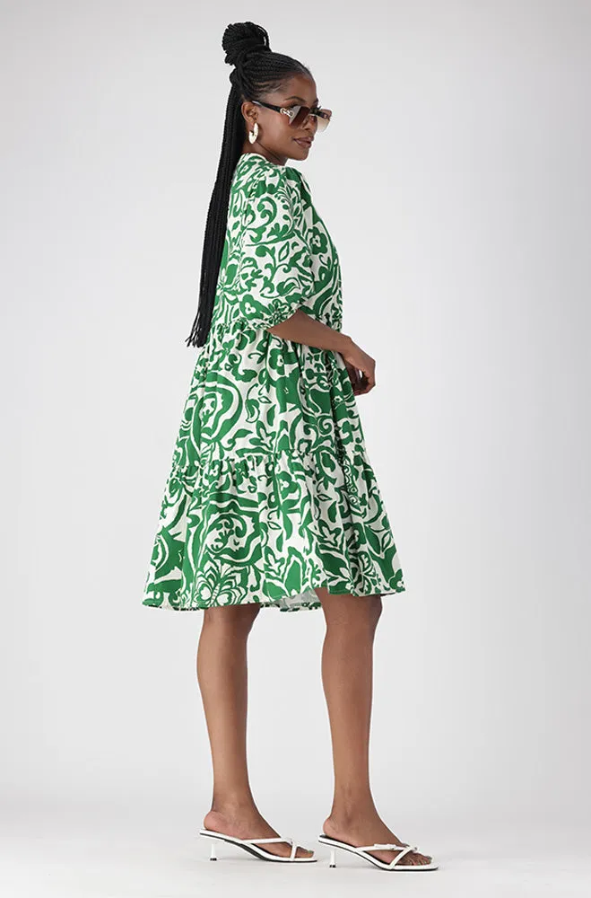 KIARA PRINTED TIERED POPLIN DRESS sold by Dunns product image thumbnail 2