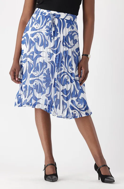 Iris Floral Pleated Skirt _ 166305 _ Blue sold by Dunns