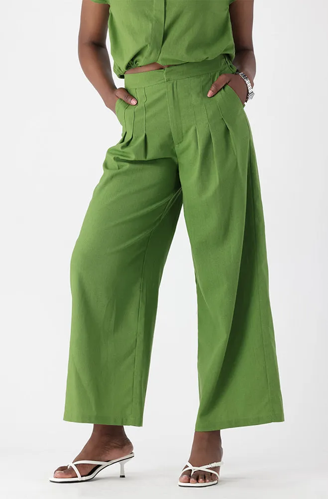 ANDREA LINEN BLEND PLEATED PANTS sold by Dunns