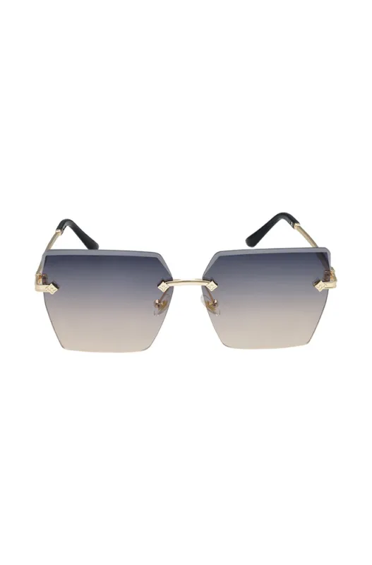 Leigh Rimless Sunglasses _ 164907 _ Black sold by Dunns