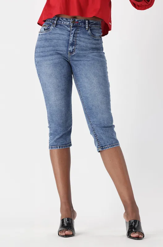 BAILEY DENIM TURN UP PEDAL PUSHER sold by Dunns