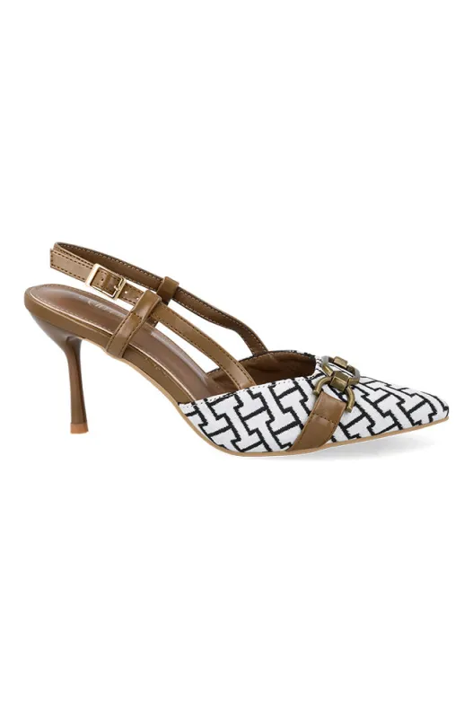 Zetta Graphic pointy slingback sold by Dunns