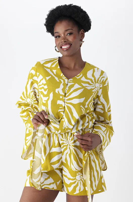 MELIA LINEN BLEND TIE HEM TOP sold by Dunns