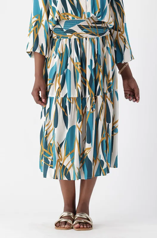 LINA TIERED SHIRRED WAIST SKIRT sold by Dunns