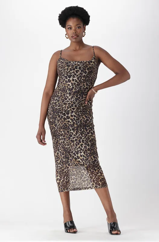 MAI LEOPARD PRINT MESH DRESS sold by Dunns