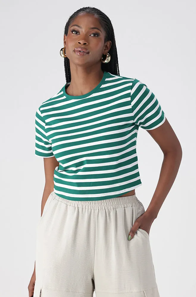 BELLA CREW NECK FITTED CROP TEE sold by Dunns