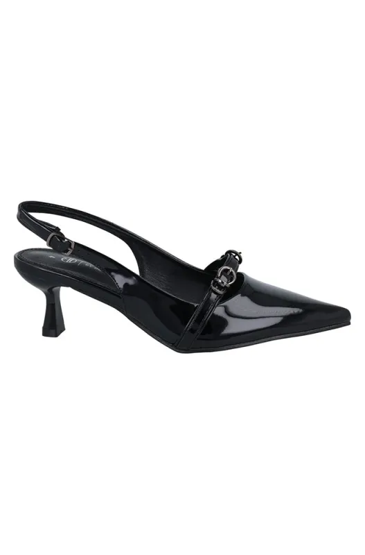 Lena patent slingback heel sold by Dunns