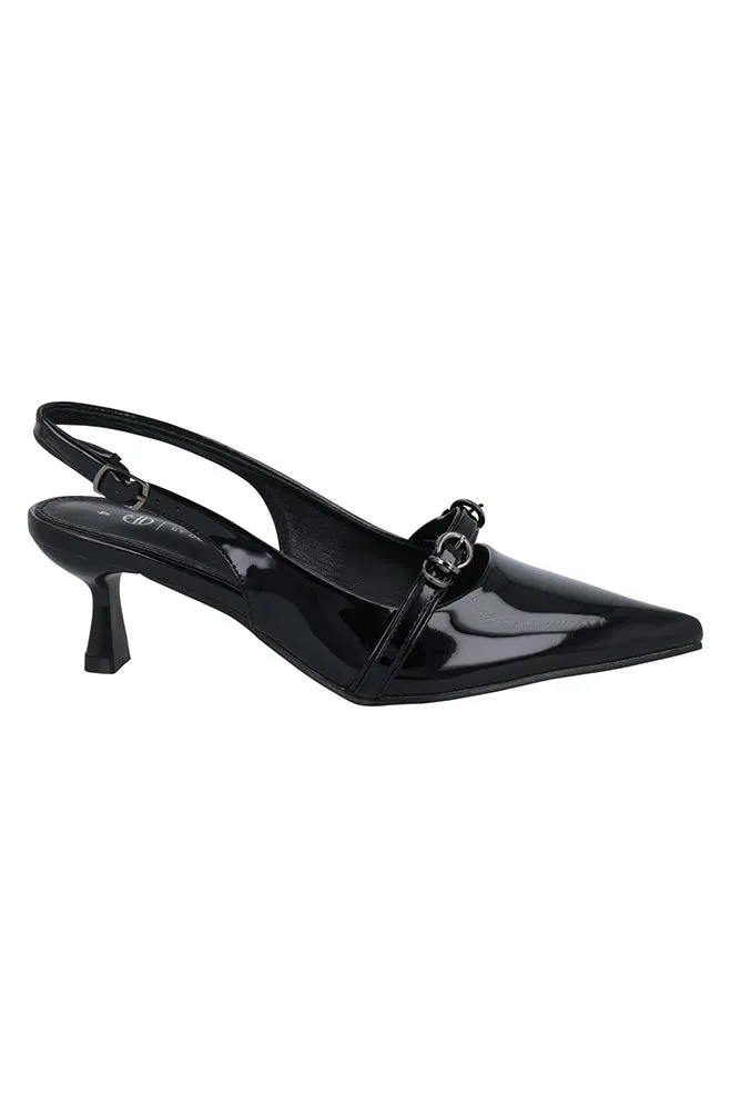 Lena patent slingback heel sold by Dunns