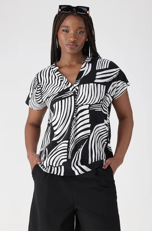 EDITH PORTOFINO HI LOW HEM TOP made by Dunns