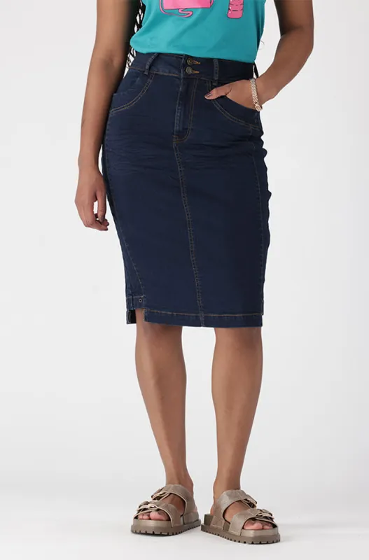 GRACEN DENIM EYELET DETAIL SKIRT sold by Dunns