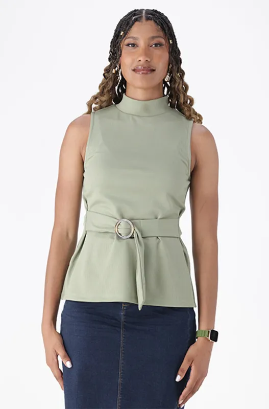 ELISE TEXTURED BELTED TOP made by Dunns