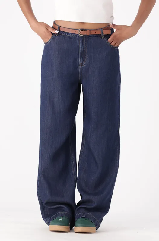 INAYA DENIM BELTED WIDE LEG PANTS sold by Dunns