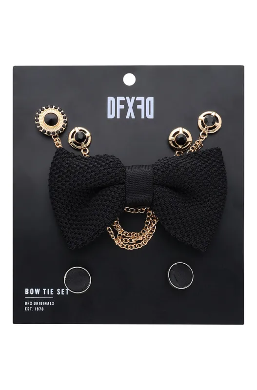 ELLIOT BOW TIE, CUFF LINKS AND LAPEL CHAIN SET made by Dunns