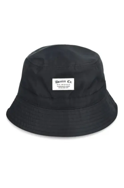 Greyson Coated Denim Tie Bucket Hat _ 141389 _ Black sold by Dunns
