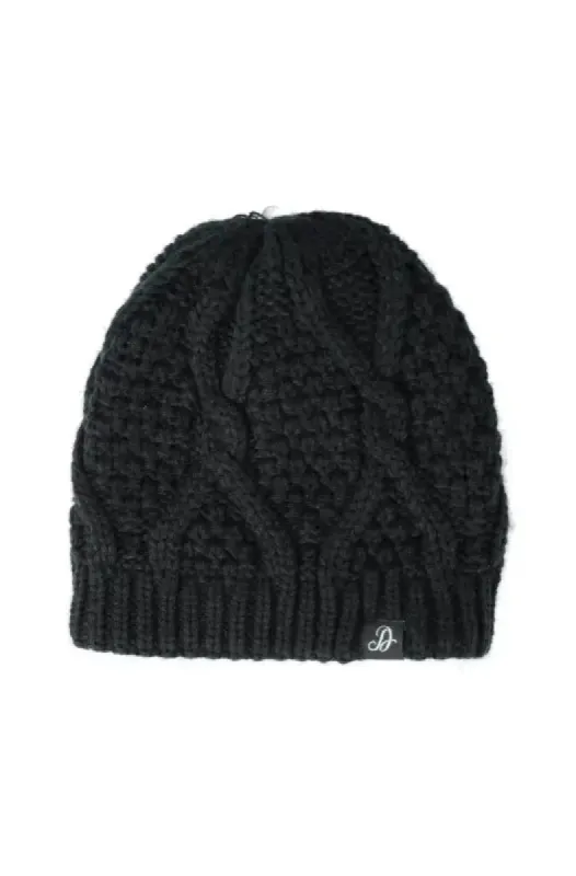 Kinsey Cable Knit Beanie _ 120854 _ Black sold by Dunns