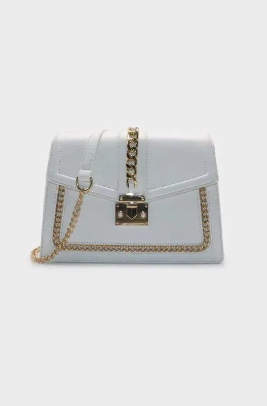 Taryn Chain Sling Bag _ 145500 _ White sold by Dunns