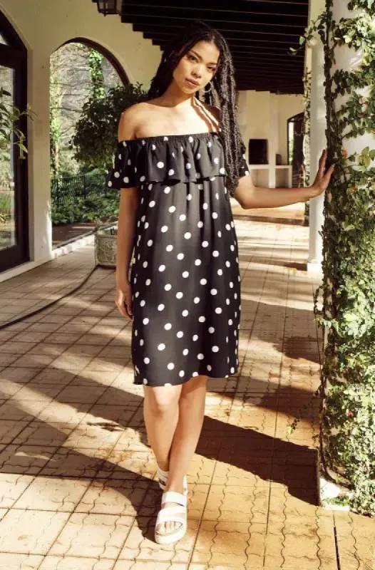 Leah Off The Shoulder Dress _ 144735 _ Black sold by Dunns