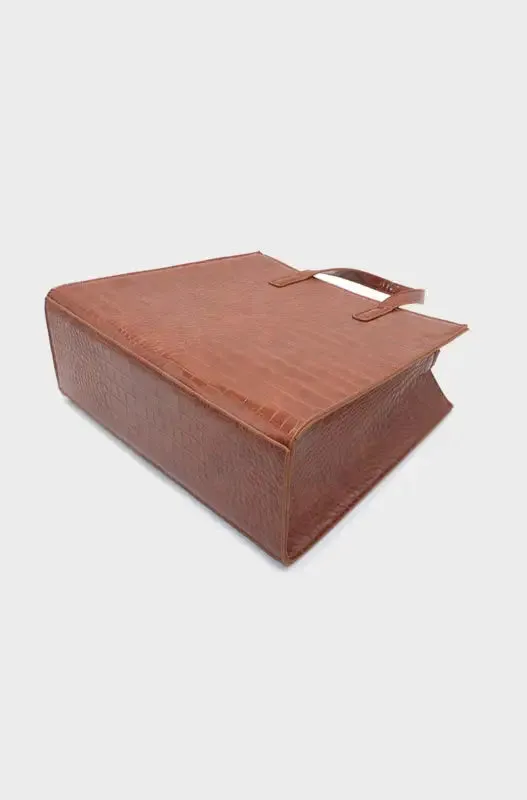 Janinie Croc Large Tote Bag _ 143744 _ Brown sold by Dunns product image thumbnail 3