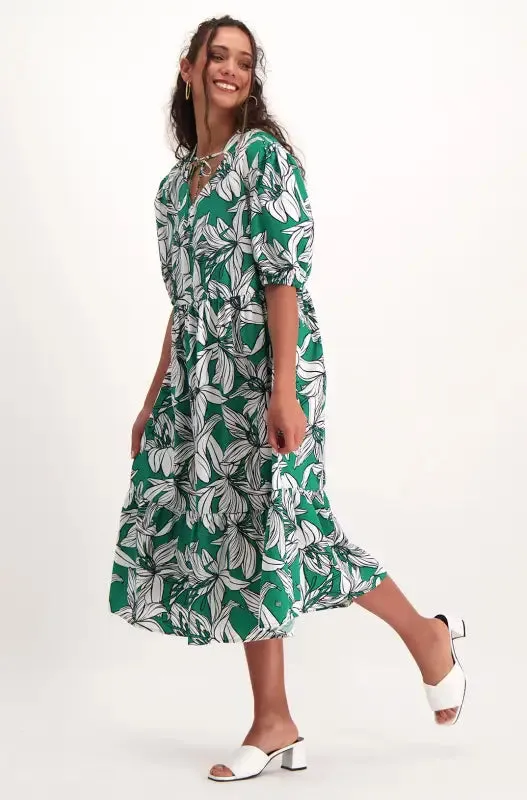Arabella Tiered Printed Dress _ 140875 _ Green sold by Dunns product image thumbnail 5