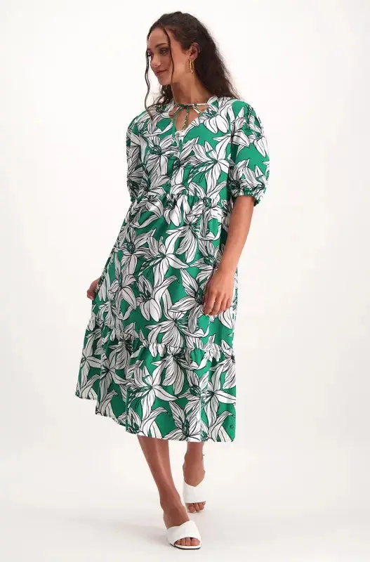 Arabella Tiered Printed Dress _ 140875 _ Green sold by Dunns product image thumbnail 4