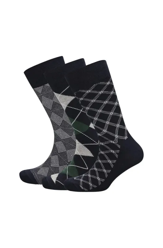 Enzo 3pk Socks Argyle Navy _ 149414 _ Navy sold by Dunns