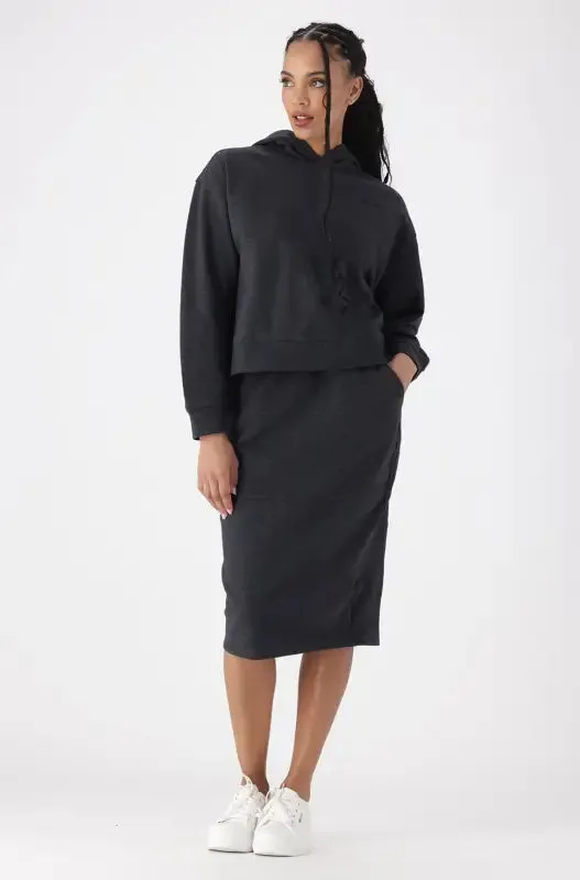 Lucy Side Slit Fleece Hoodie Top _ 145451 _ Charcoal Mel sold by Dunns product image thumbnail 4