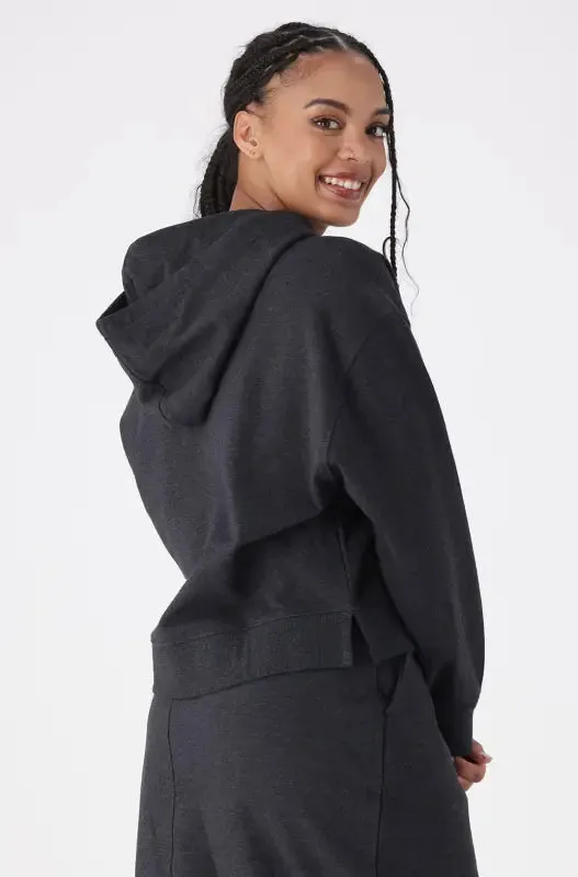 Lucy Side Slit Fleece Hoodie Top _ 145451 _ Charcoal Mel sold by Dunns product image thumbnail 3