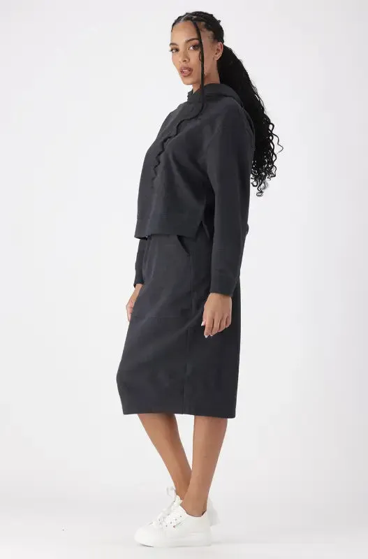 Lucy Side Slit Fleece Hoodie Top _ 145451 _ Charcoal Mel sold by Dunns product image thumbnail 5