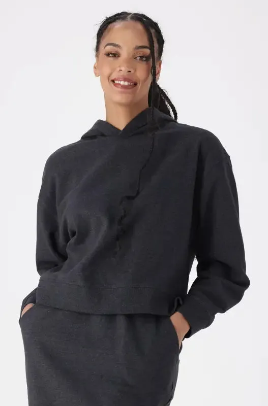 Lucy Side Slit Fleece Hoodie Top _ 145451 _ Charcoal Mel sold by Dunns
