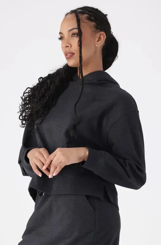 Lucy Side Slit Fleece Hoodie Top _ 145451 _ Charcoal Mel sold by Dunns product image thumbnail 2