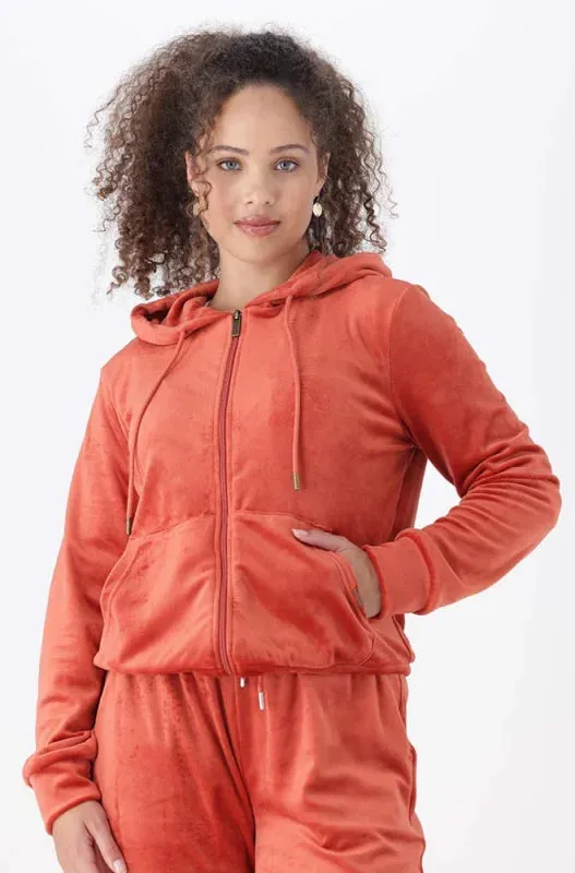 Britney Velour Zip Tru Hoodie _ 145733 _ Orange sold by Dunns