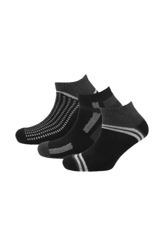 Narek Trainer Socks - 3 Pack _ 146609 _ Charcoal sold by Dunns